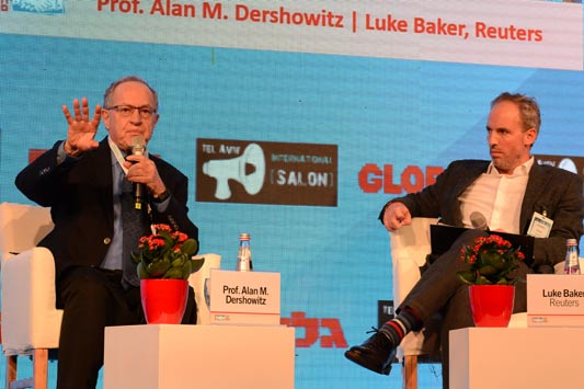 Luke Baker-Reuters , Prof. Alan M. Dershowitz-Harvard / צילום: איל יצהר